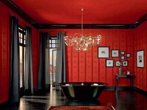 Черно - красная ванная комната