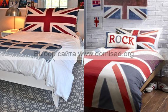 Постельное белье и подушка в британском стиле